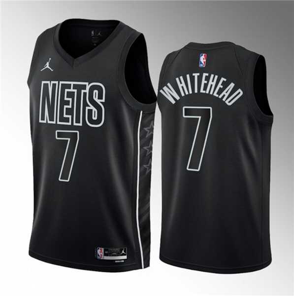 Men%27s Brooklyn Nets #7 Dariq Whitehead Black 2023 Draft Statement Edition Stitched Basketball Jersey